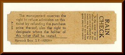 1964 Edmonds Field Ticket, SF Giants/Cleveland Indians,Sacremento,CA, PCL Salons