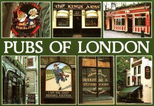 PUBS OF LONDON MULTIPLE VIEW CONTINENTAL SIZE POSTCARD MAILED DOUBLE QUEENS HEAD