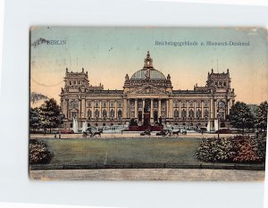 Postcard Reichstagsgebäude u. Bismarck-Denkmal, Berlin, Germany