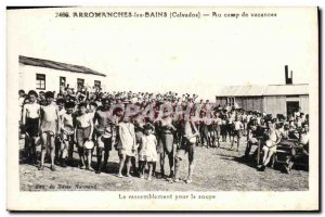 Old Postcard Arromanches Les Bains rally soup Children At Summer Camp