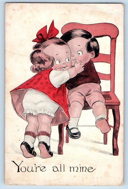 Albany New York NY Postcard Cute Little Kids You're All Mine 1914 RPO Antique