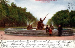 Nebraska Lincoln Thompson Fountain 11th and J 1907