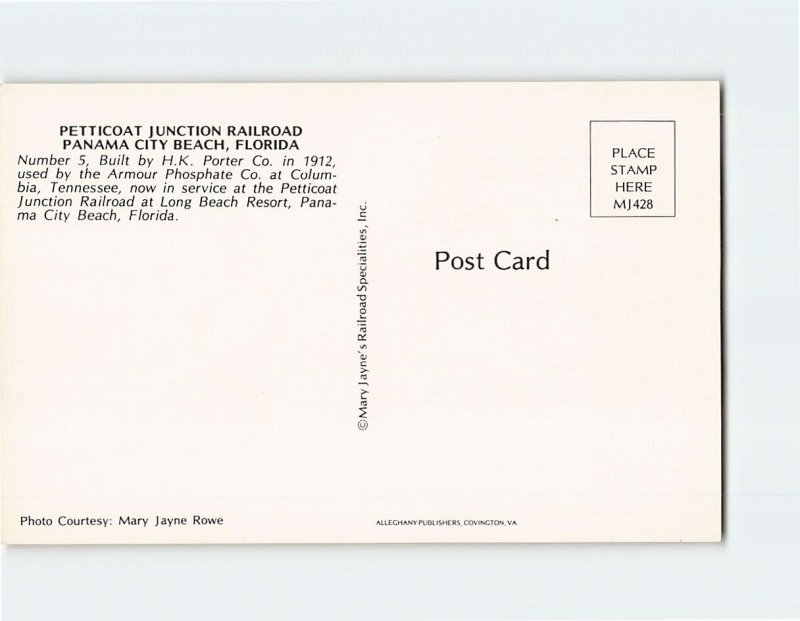 Postcard Number 5, Petticoat Junction Railroad, Panama City Beach, Florida