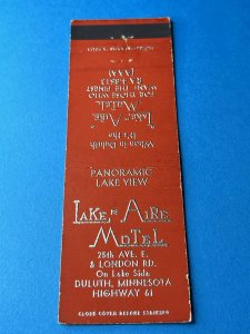 Vintage Matchbook: Lake-Aire Motel, Duluth, MN Minnesota MB156