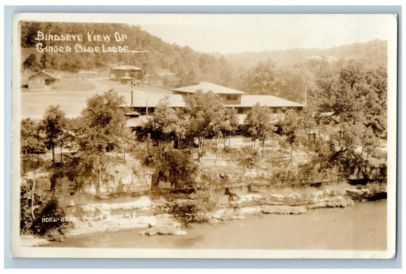 Noel Little Falls MO RPPC Photo Postcard Bird's Eye View Of Ginger Blue Lodge