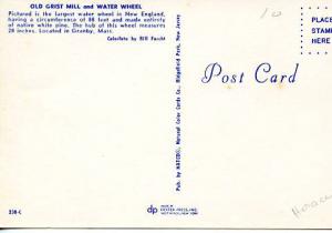 MA - Granby. Old Grist Mill & Water Wheel