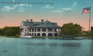 Vintage Postcard 1914 Pavilion and Refrectory Humboldt Park Chicago Illinois ILL