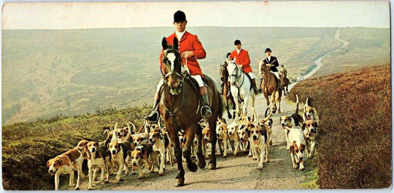 9 Oversized c1970s Exmoor England Cute Beagle Dogs PC Moors Somerset Hunt 1T