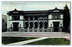 1910 Masonic Temple Building Pathways Dirt Road Spokane Washington WA Postcard