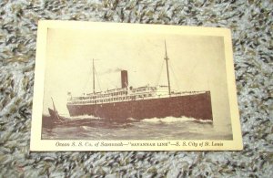 Ss City Of St Louis Savannah Line Steam Ship Postcard (P3)