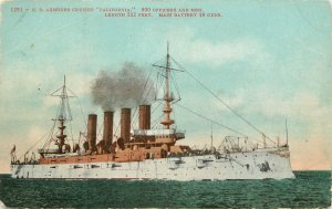 Postcard U.S. Armored Cruiser Californa ACR-6 Pacific Fleet, Mitchell 1291