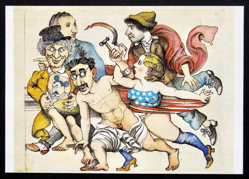 740277 Political Satire Marx-Brothers STALIN Mickey Nudes US Flag Humour Art pc