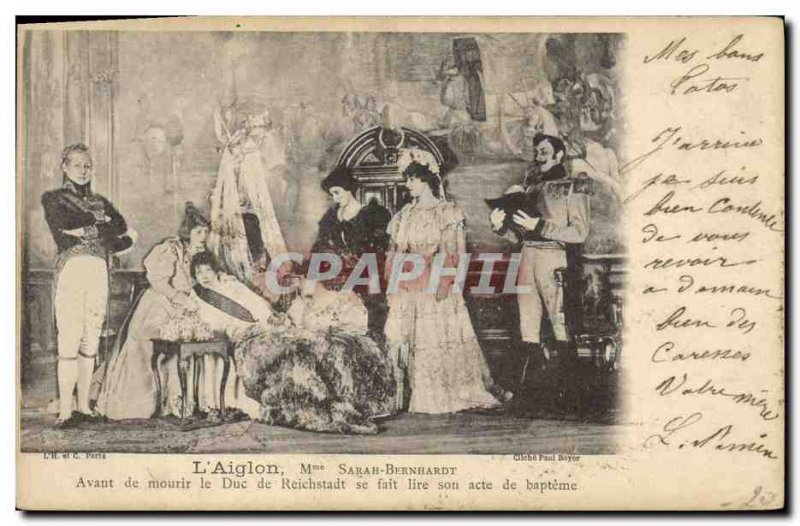 Old Postcard Woman Theater L & # 39aiglon Sarah Bernhardt Before dying