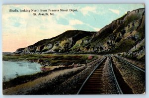 St Joseph Missouri MO Postcard Bluffs Looking North Francis Street Depot 1912