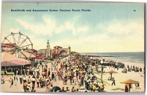 Boardwalk and Amusement Center, Daytona Beach FL Vintage Postcard D57