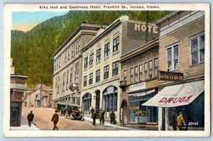 Juneau Alaska AK Postcard Elks Hall And Gastineau Hotel Franklin Street c1920s