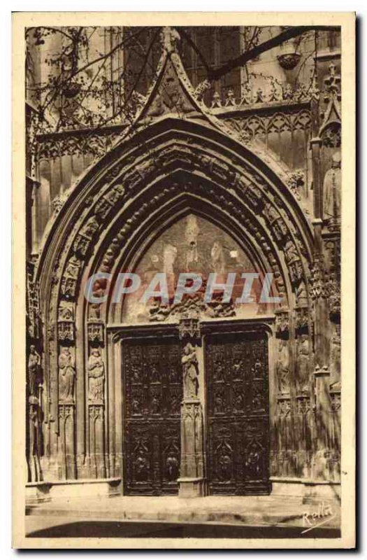 Old Postcard Aix en Provence Gothic portal of the Cathedrale Saint Sauveur