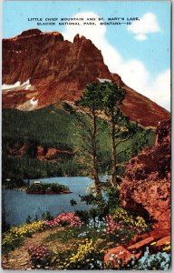 Montana, Little Chief Mountain, St. Mary's Lake, National Park, Vintage Postcard