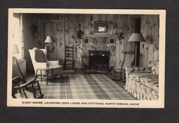 ME Laughing Loon Lodge Colttages North Sebago Maine Real Photo RPPC Postcard RP