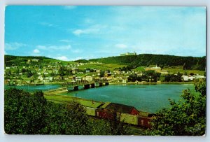 Quebec Canada Postcard Gaspe General View Commercial Center 1958 Vintage