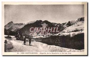 Old Postcard Les Contamines Needle of Roselette and Col du Joly Ski