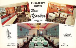 PUSATERI'S HOTEL NEW YORKER Kansas City, MO Mid-Century Modern Vintage Postcard