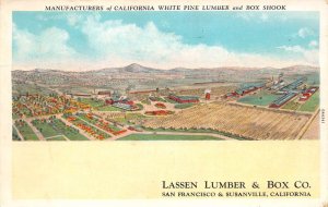 Susanville California Lassen Lumber & Box Co., Aerial Lithograph Postcard U6192