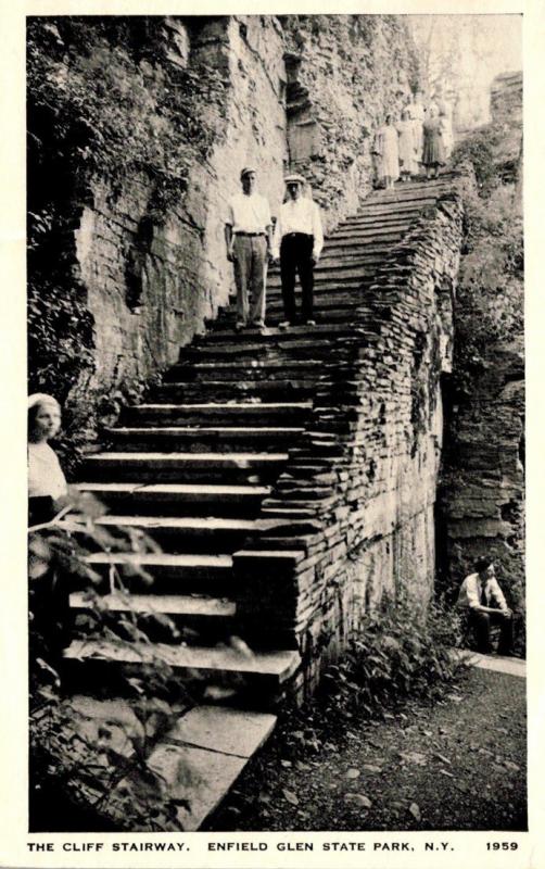 New York Enfield Glen State Park The Cliff Stairway 1938