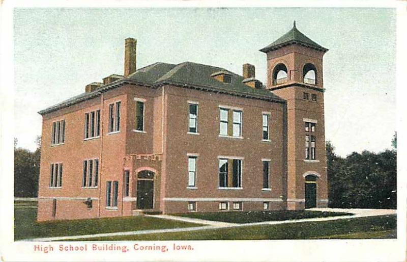 High School Building, Corning, Iowa IA White Border Postcard