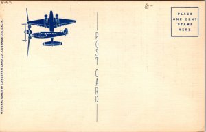 Linen Postcard Large Letter Keep 'Em Flying Lockheed B-14 Hudson Bomber