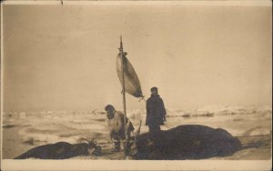 Inuit Eskimo Walrus Hunting Hunters Arctic/Alaska? c1910 Real Photo Postcard