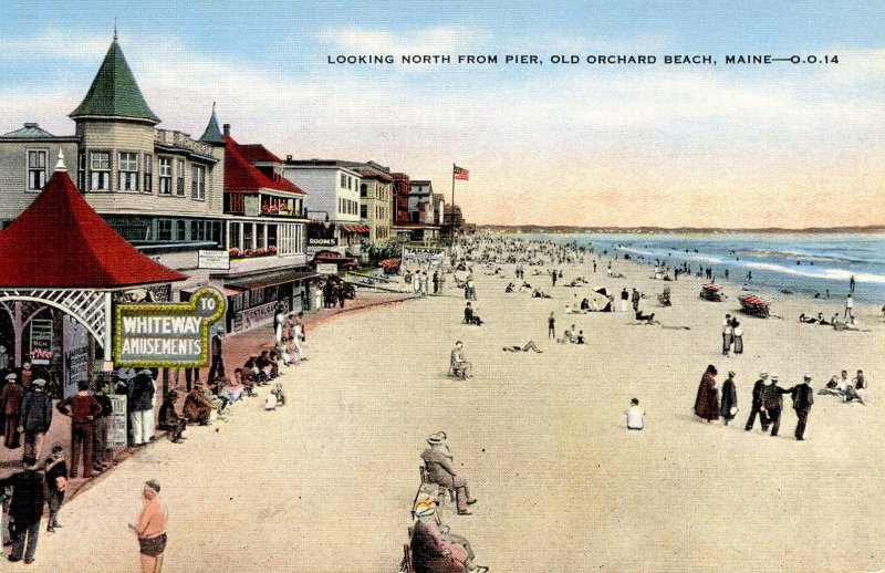 ME - Old Orchard Beach. Whiteway Amusements, North from Pier