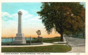 Vintage Postcard 1928 Cleeves Monument Eastern Promenade Portland Maine ME