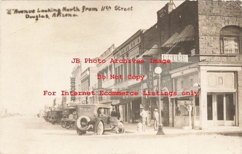 AZ, Douglas, Arizona, RPPC, G Avenue North from 11th Street, Business Area