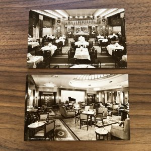 LOT OF 2 - EMPRESS OF SCOTLAND. 1st CLASS LOUNGE - SHIP VINTAGE DINING POSTCARD