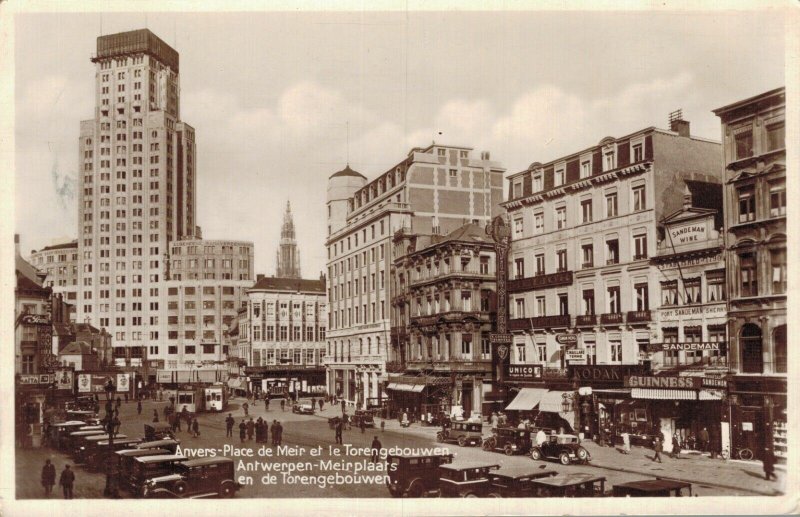 Belgium Anvers Antwerp Place de Meir and Tower Buildings RPPC B41