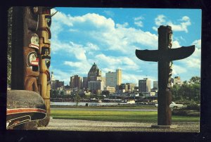 Vancouver, British Columbia/B.C., Canada Postcard, Totem Poles & Skyline