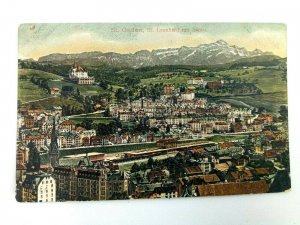 Vintage Postcard St. Gallen St. Leonhard mit Santis Village Scene Switzerland