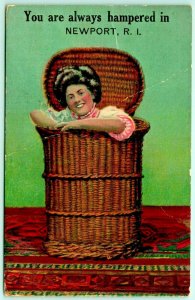 Comic Woman In Hamper Always Hampered Newport RI USS Constellation Postmark F6