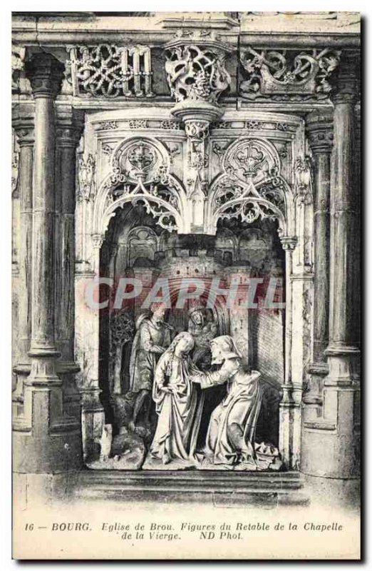 Postcard Old Brou Church Bourg Figures Altarpiece of the Chapel of the Virge