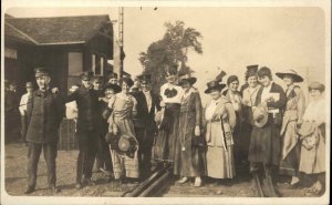 Possibly Council Bluffs IA Train Station Depot 427 MI From St. Louis Sign RPPC