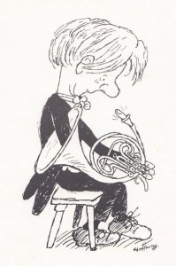 Tired Man Playing The Horn Tuba Gerard Hoffnung Musical Cartoon Comic Postcard