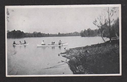 ME Vintage Canoe Boats Lake Sleepy Hollow Kent's Hill Maine Postcard PC