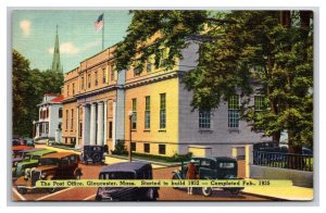 Post Office Building Gloucester Massachusetts MA Linen Postcard N26