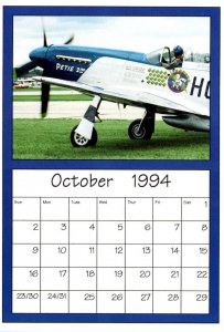 Airplanes 1994 Calendar Card October AirShow '94 Oshkosh Wisconsin P-51 ...