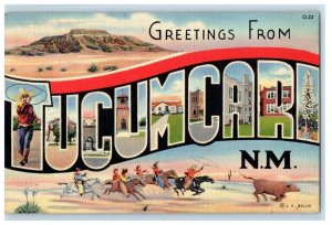 1940 Greetings From Tucumcara New Mexico NM, Large Letters Vintage Postcard