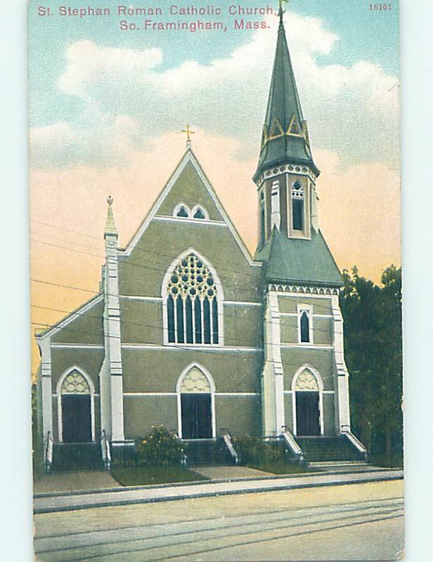 Divided-back CHURCH SCENE South Framingham Massachusetts MA AD1249
