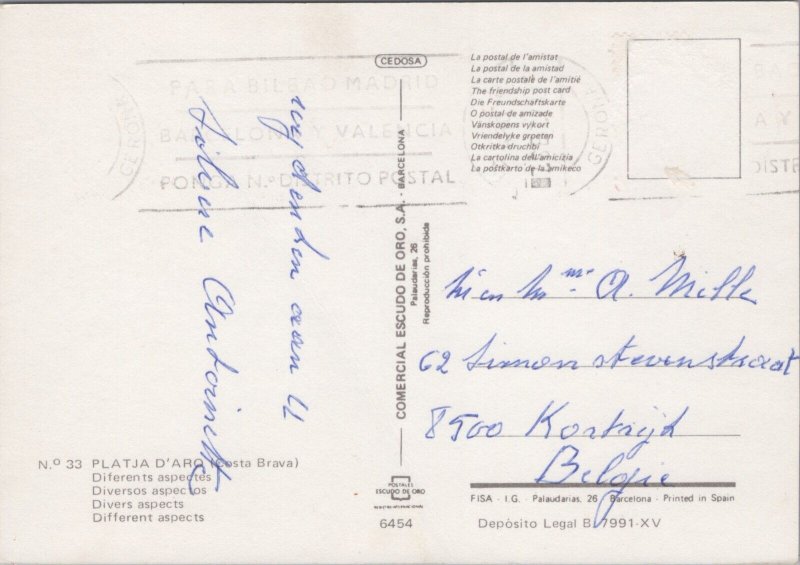 Spain Playa De Aro Vintage Postcard BS.26