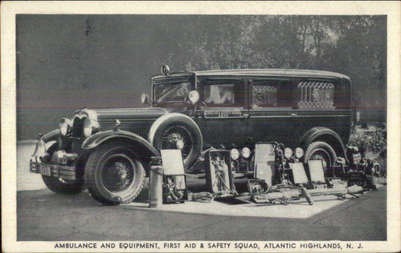 Atlantic Highlands NJ Ambulance & Equipment First Aid Safety Squad Postcard