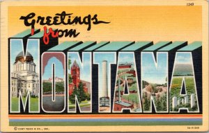 Postcard Greetings from Montana - Large Letter Curt Teich 1249